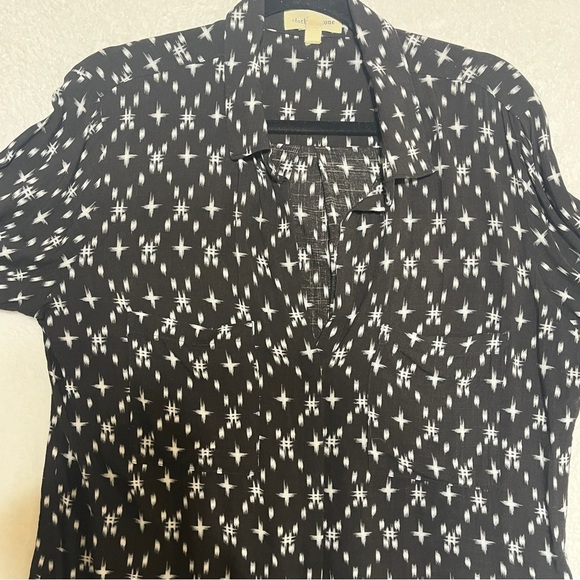 Cloth & Stone Women's Blouse Top Kasuri Hipster Star Print Black White Large - Picture 7 of 14